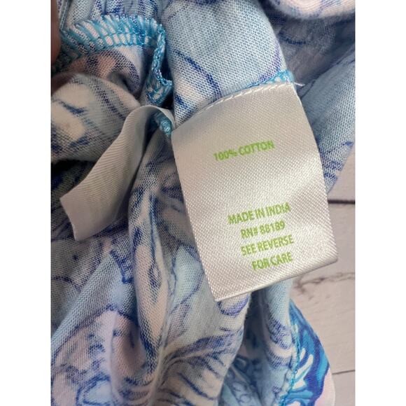 Lilly Pulitzer Size XS Sleeveless Dress Ruffled Collar Easy Comfy Blue Print - Picture 4 of 8